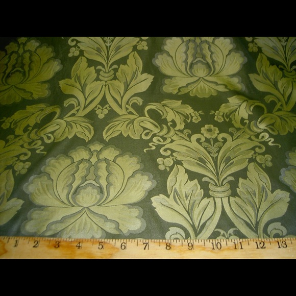 Arts and Crafts Floral Silk Damask in Forest Green - Picture 5 of 7